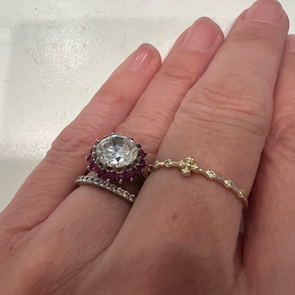 Gold Ruby & Lab Created Set in Estate Engagement Ring LAST PRICE DROP will keep. - Picture 3 of 4